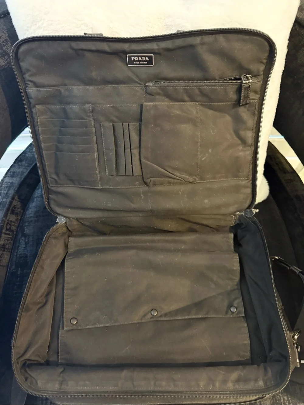 Prada Black Nylon Laptop Briefcase with Top Handles